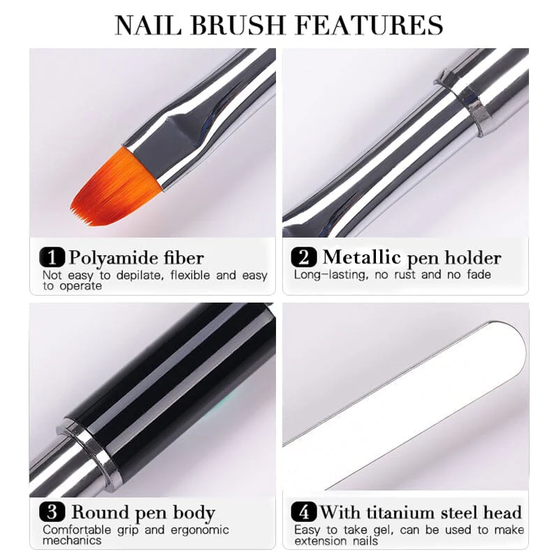 Black Double Head UV Gel Nail Brush - Image 7