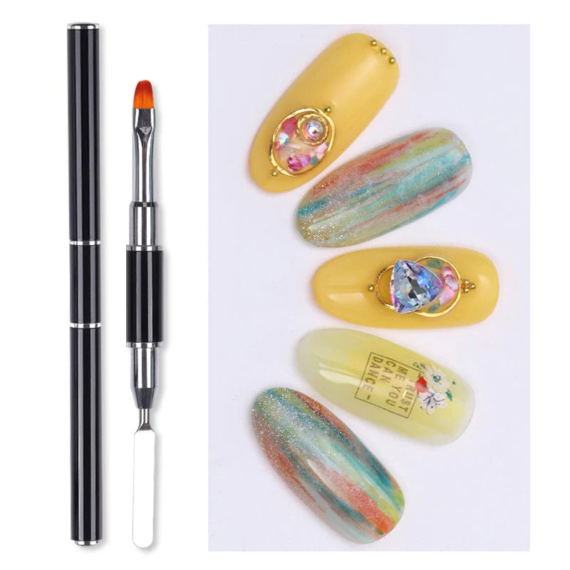 Black Double Head UV Gel Nail Brush - Image 9