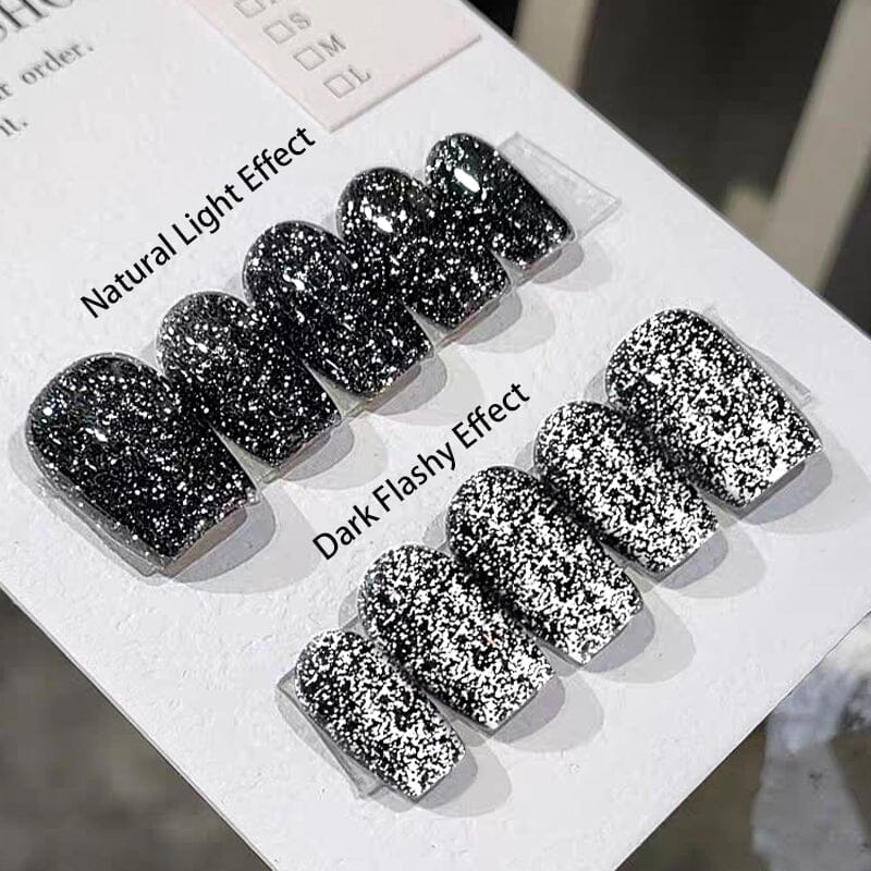 Black Glitter Reflective Gel Polish 15ml - Image 4