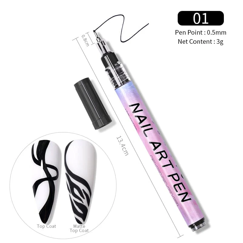 Black Nail Art Drawing Pen - Image 2