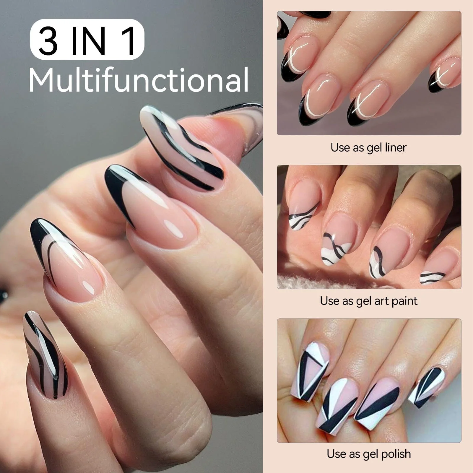 Black & White Liner Paint Gel 8ml - Image 3
