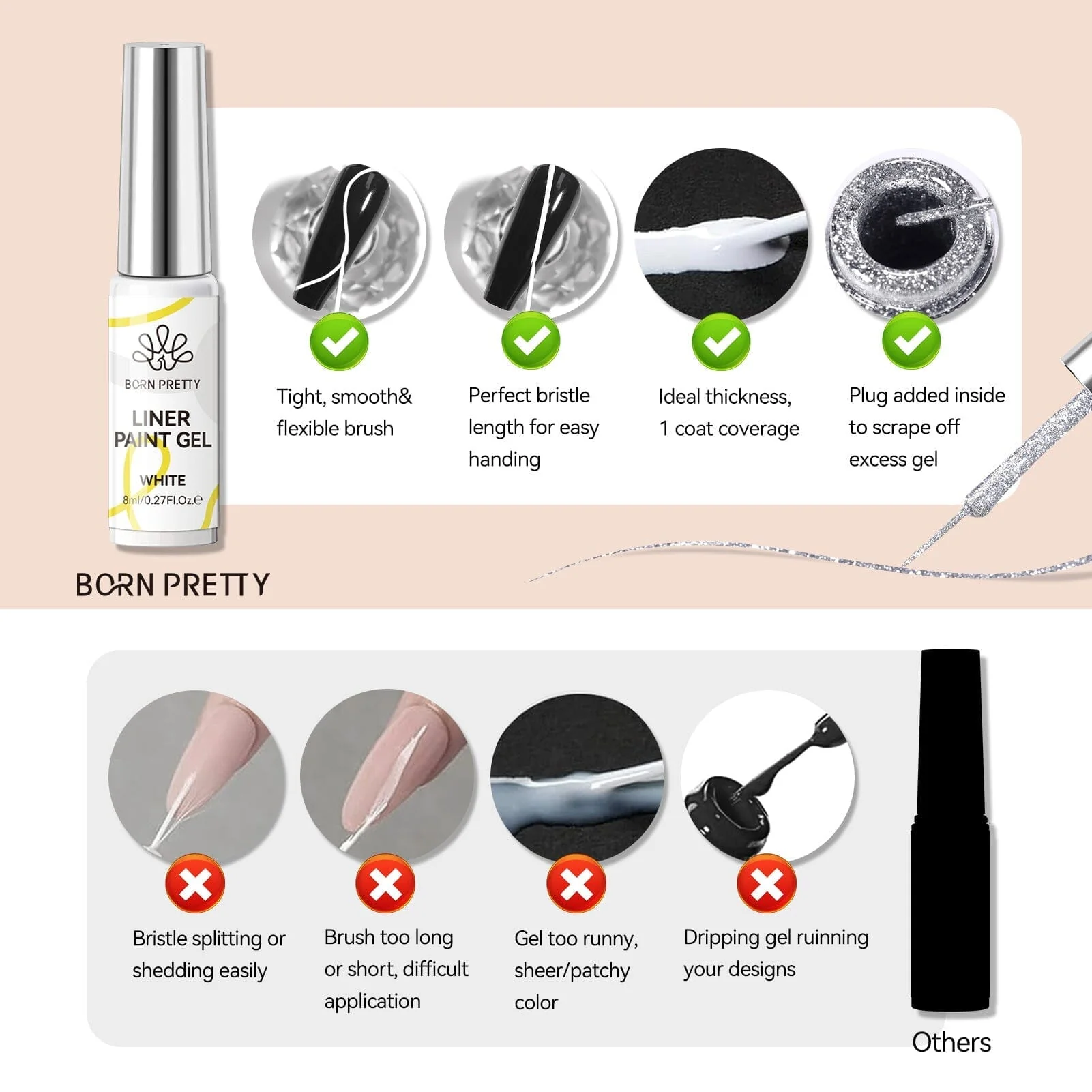 Black & White Liner Paint Gel 8ml - Image 7