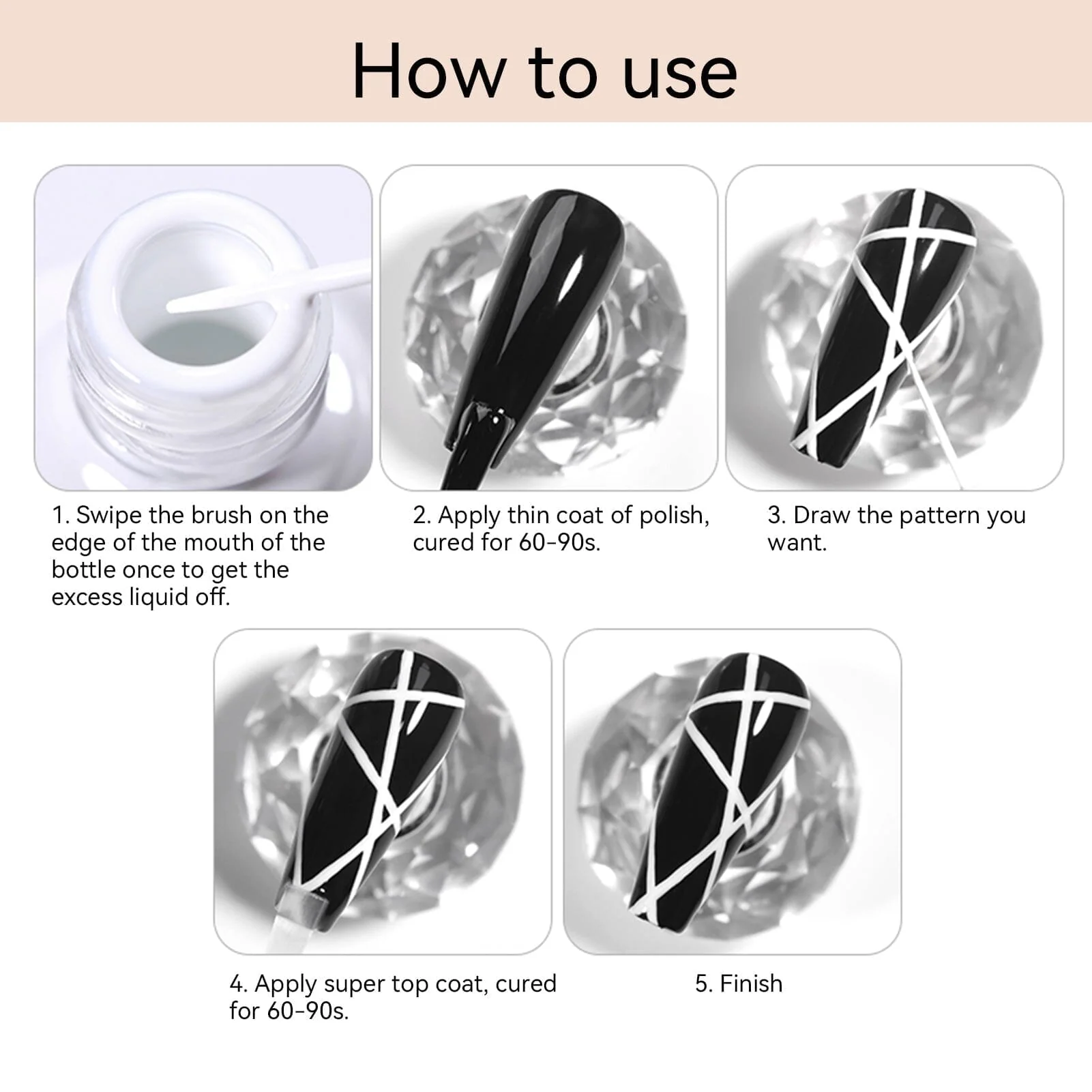 Black & White Liner Paint Gel 8ml - Image 8