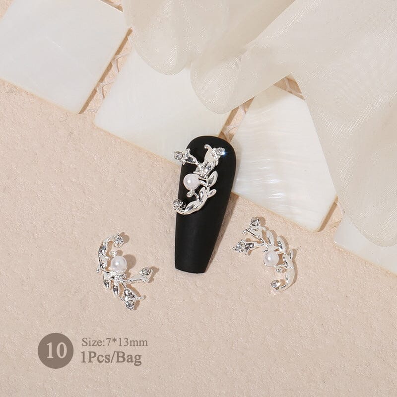 Butterfly Heart Metal Rhinestones Pearl Nail Decoration - Image 11