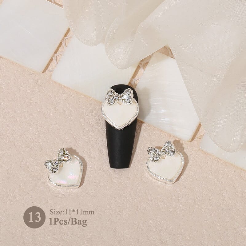 Butterfly Heart Metal Rhinestones Pearl Nail Decoration - Image 14