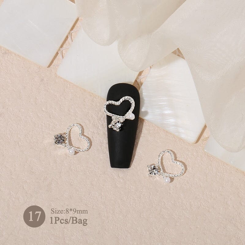 Butterfly Heart Metal Rhinestones Pearl Nail Decoration - Image 17