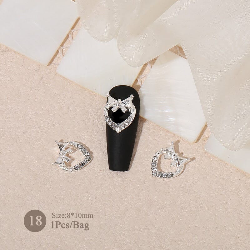 Butterfly Heart Metal Rhinestones Pearl Nail Decoration - Image 18