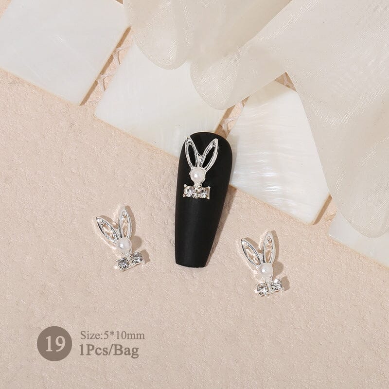 Butterfly Heart Metal Rhinestones Pearl Nail Decoration - Image 19