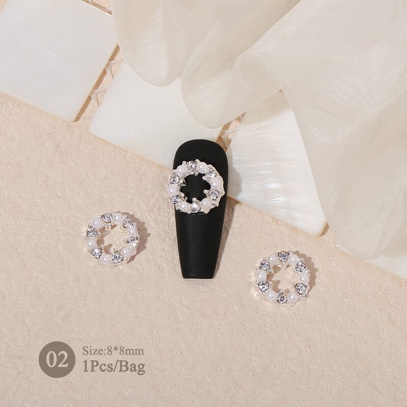 Butterfly Heart Metal Rhinestones Pearl Nail Decoration - Image 20