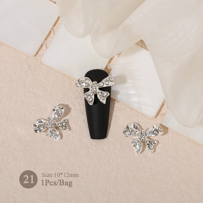 Butterfly Heart Metal Rhinestones Pearl Nail Decoration - Image 22