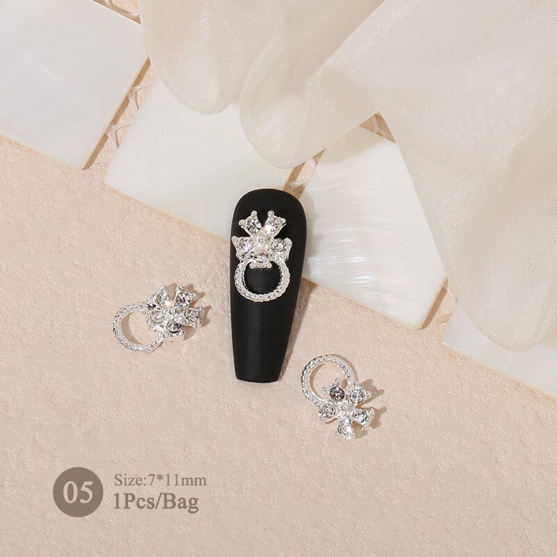 Butterfly Heart Metal Rhinestones Pearl Nail Decoration - Image 27