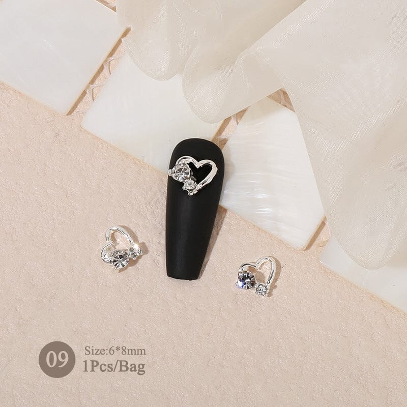 Butterfly Heart Metal Rhinestones Pearl Nail Decoration - Image 31