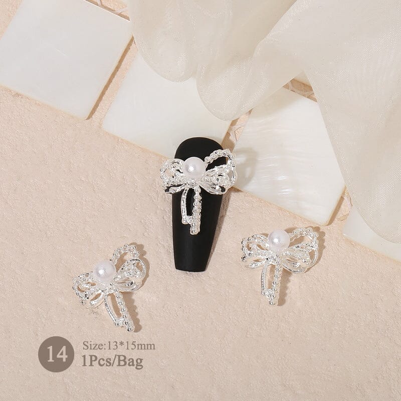 Butterfly Heart Metal Rhinestones Pearl Nail Decoration - Image 32