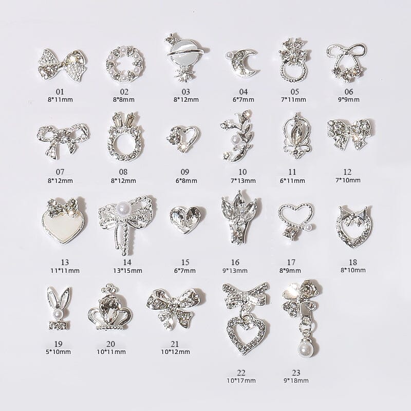 Butterfly Heart Metal Rhinestones Pearl Nail Decoration - Image 4