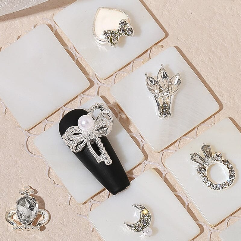 Butterfly Heart Metal Rhinestones Pearl Nail Decoration - Image 5
