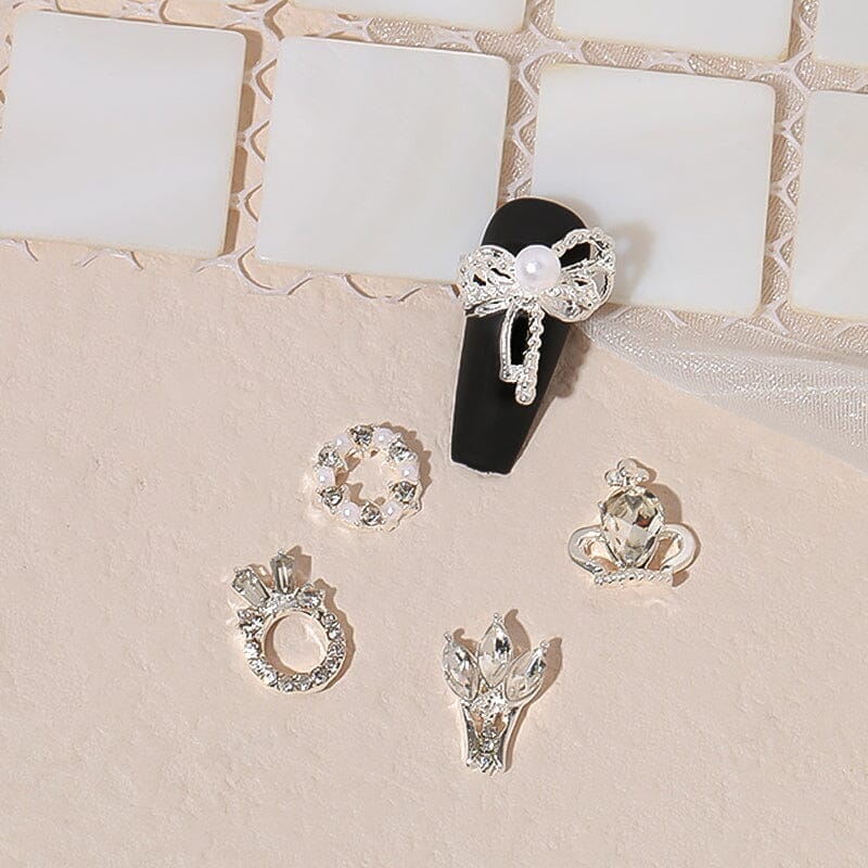 Butterfly Heart Metal Rhinestones Pearl Nail Decoration - Image 7