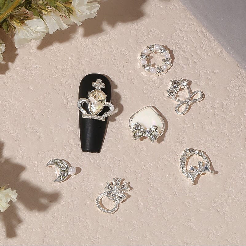 Butterfly Heart Metal Rhinestones Pearl Nail Decoration - Image 8
