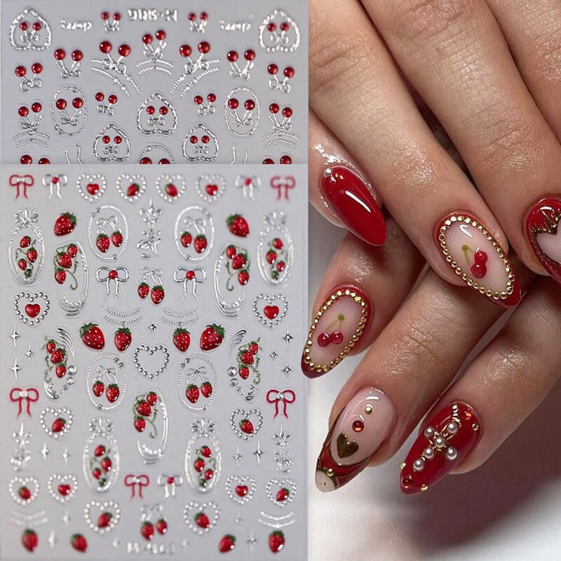 Cherry Bowknot Strawberry 5D Nail Sticker M-906/913 - Image 10