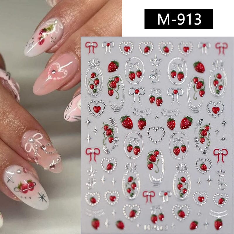 Cherry Bowknot Strawberry 5D Nail Sticker M-906/913 - Image 13