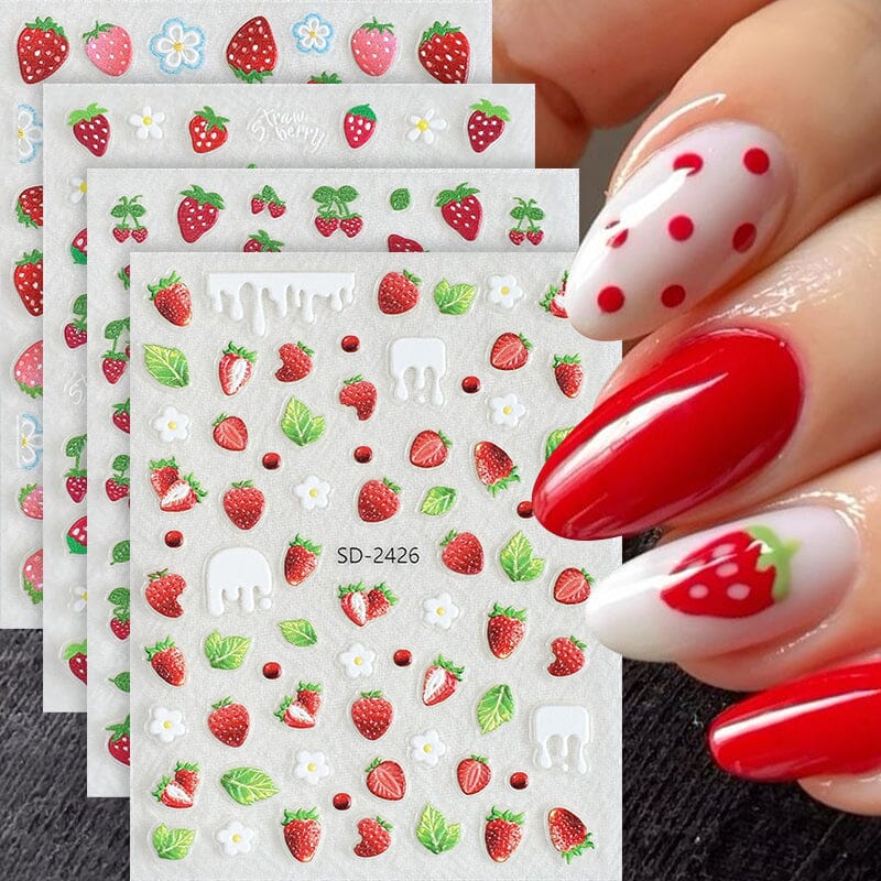 Cherry Strawberry 3D Nail Stickers - Image 2