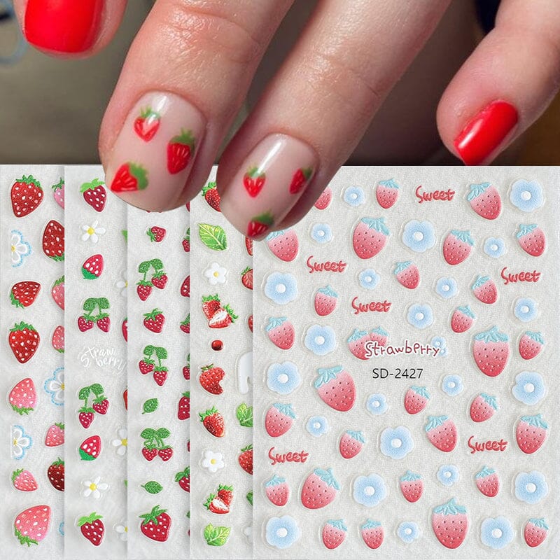 Cherry Strawberry 3D Nail Stickers - Image 3