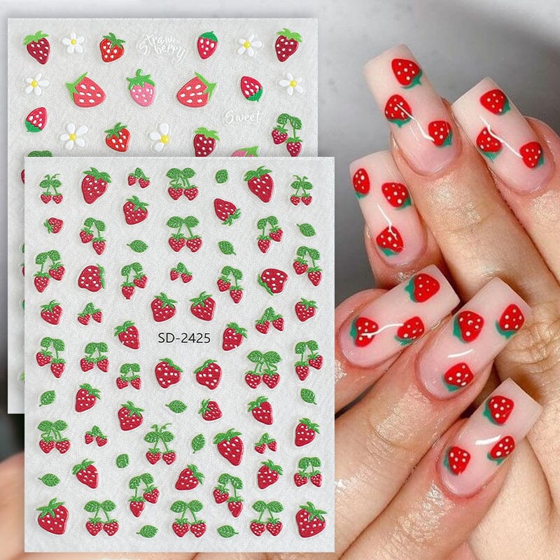 Cherry Strawberry 3D Nail Stickers - Image 4