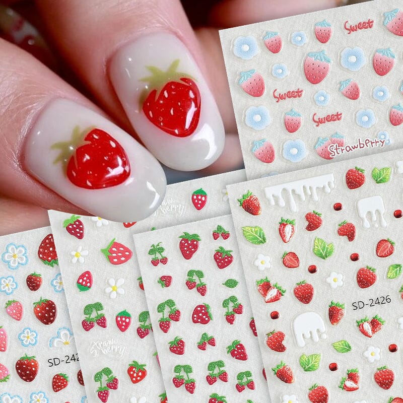 Cherry Strawberry 3D Nail Stickers - Image 5