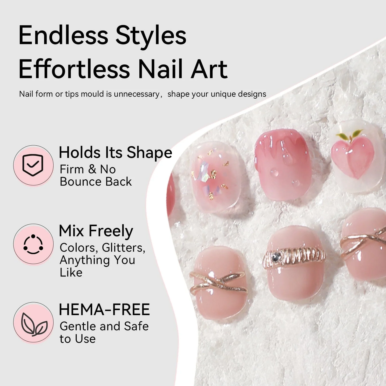 Clear & White Non Stick Hand Extension Nail Kit 15ml - Image 7