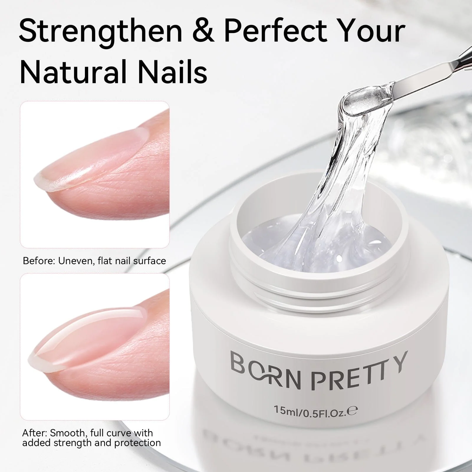 Clear & White Non Stick Hand Extension Nail Kit 15ml - Image 9