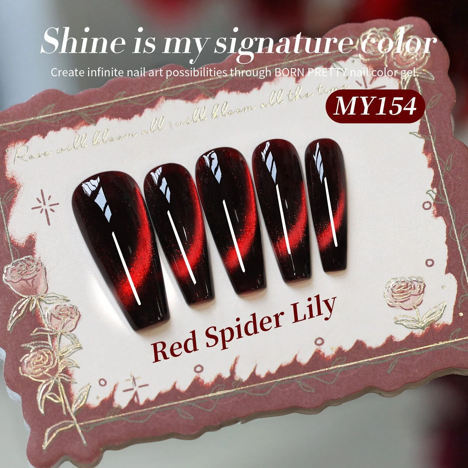 Crystal Cat Magnetic Gel MY154 Red Spider Lily 15ml - Image 8