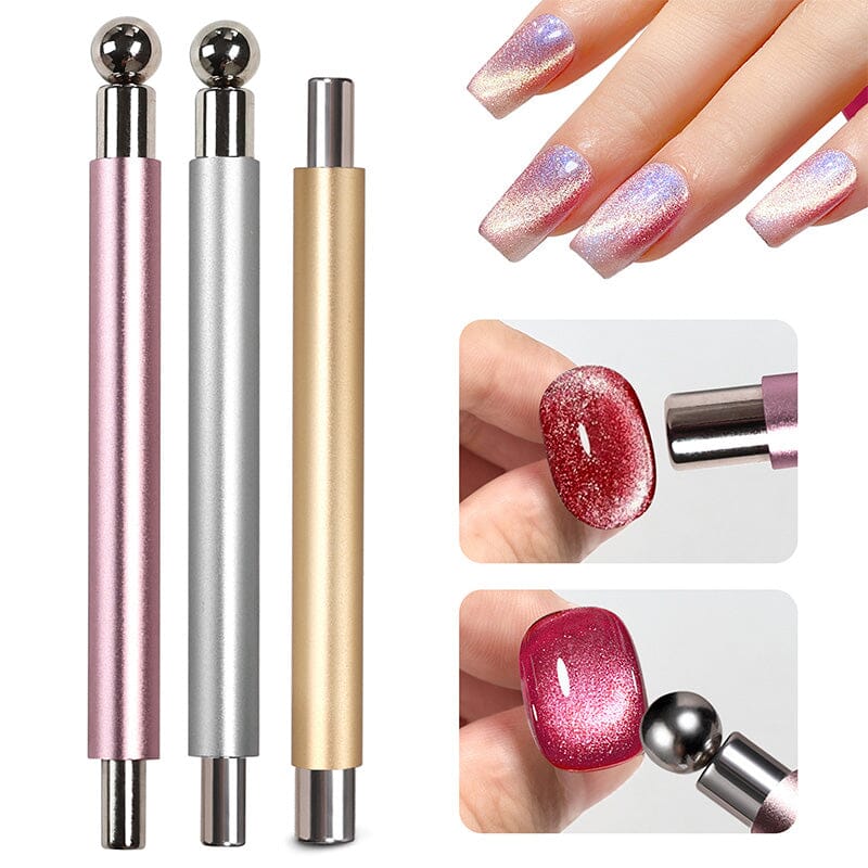 Double Head Cat Magnet Stick Pink Gold Silver