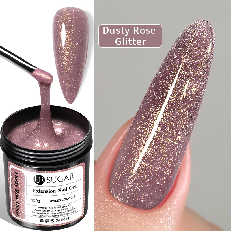 Dusty Rose Glitter Extension Nail Gel 150g - Image 2