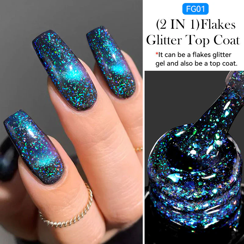 Flakes Glitter Top Coat FG01 7ml - Image 2