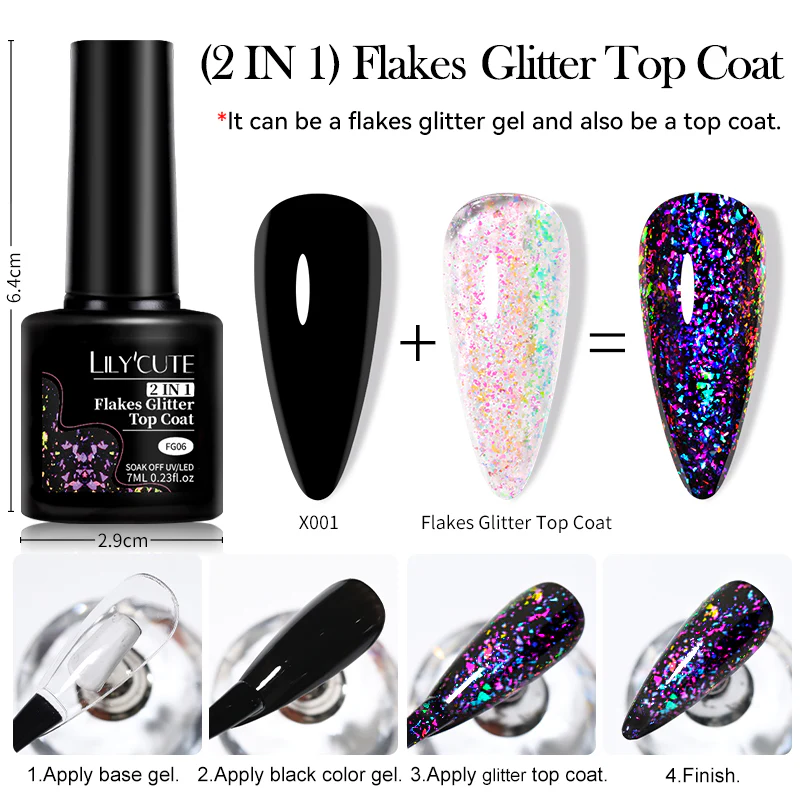 Flakes Glitter Top Coat FG02 7ml - Image 3