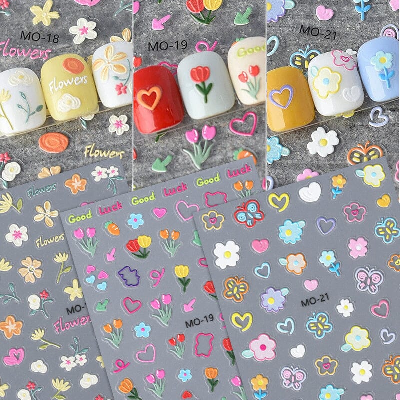 Flower Cartoon 3D Nail Stickers MO-18-21