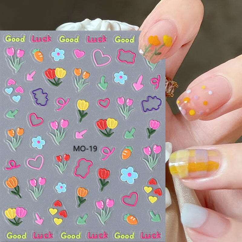 Flower Cartoon 3D Nail Stickers MO-18-21 - Image 3