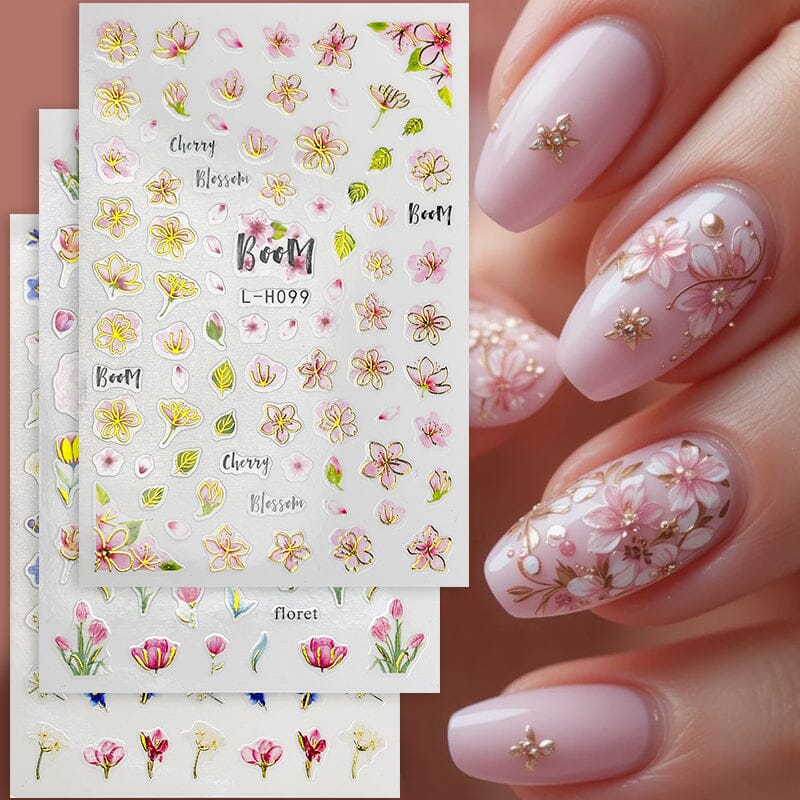 Flowers 3D Nail Sticker L-H Series