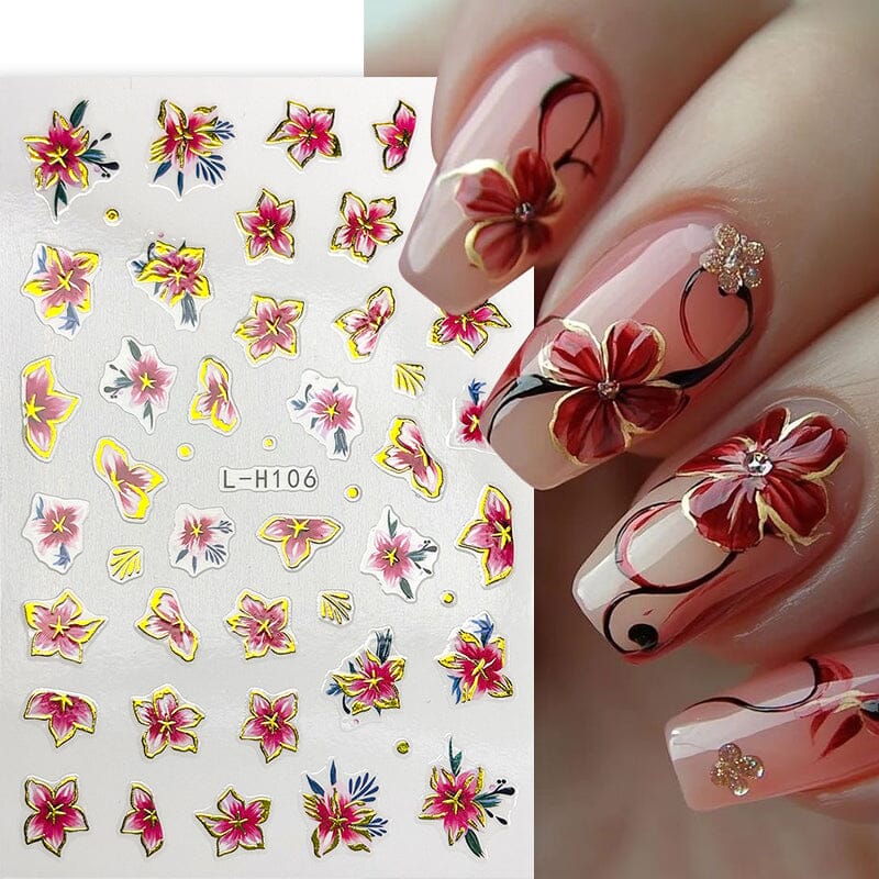Flowers 3D Nail Sticker L-H Series - Image 8