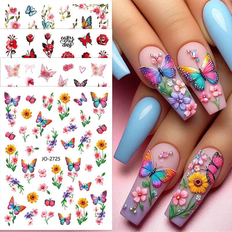 Flowers Butterfly 3D Nail Sticker JO-2715-2725 - Image 2