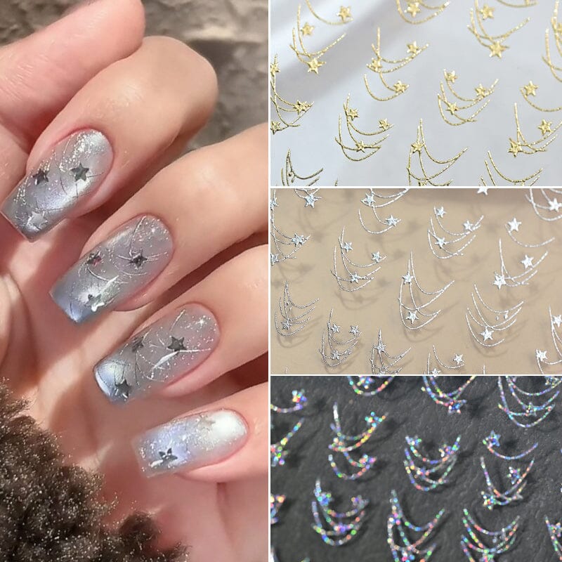 French Star Lines Glitter 3D Nail Sticker - Image 13