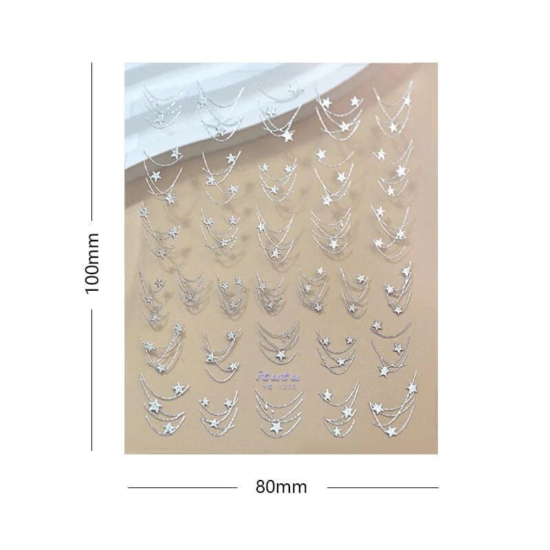 French Star Lines Glitter 3D Nail Sticker - Image 17