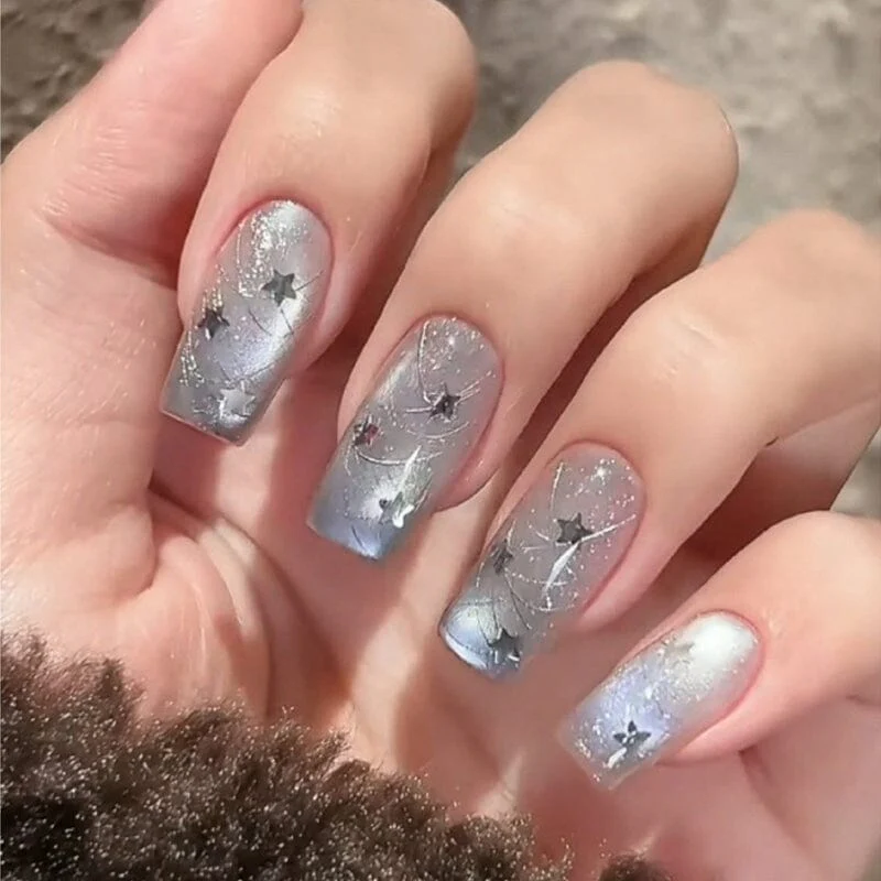 French Star Lines Glitter 3D Nail Sticker - Image 2