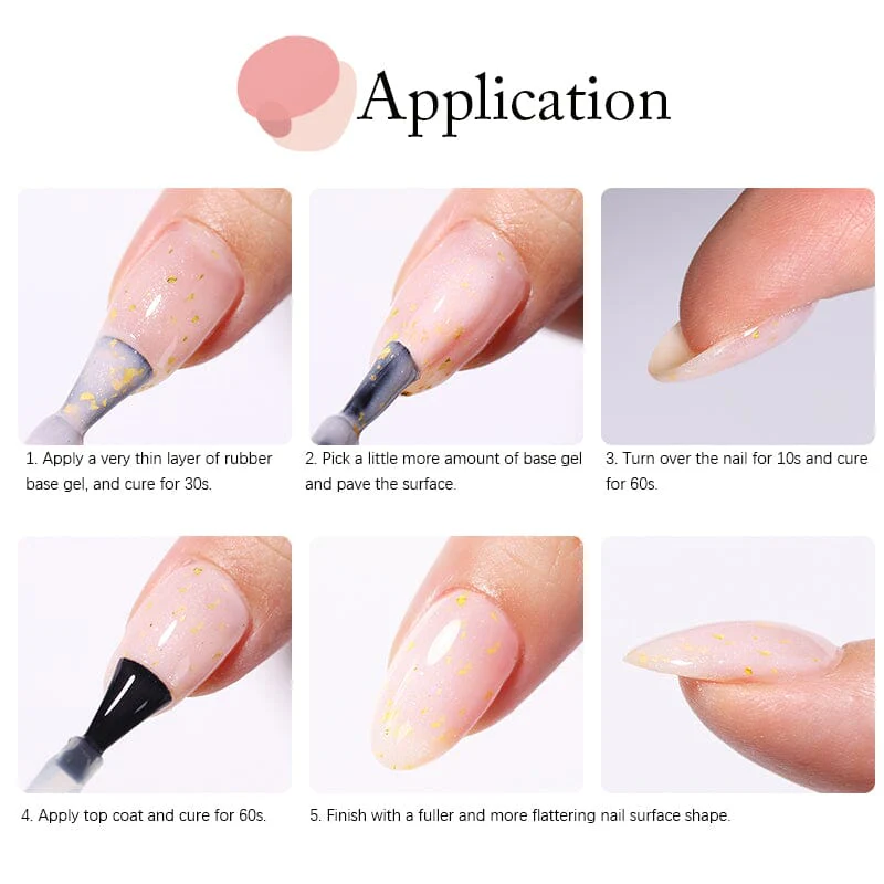 Gold Glitter Rubber Base Gel 7ml - Image 12