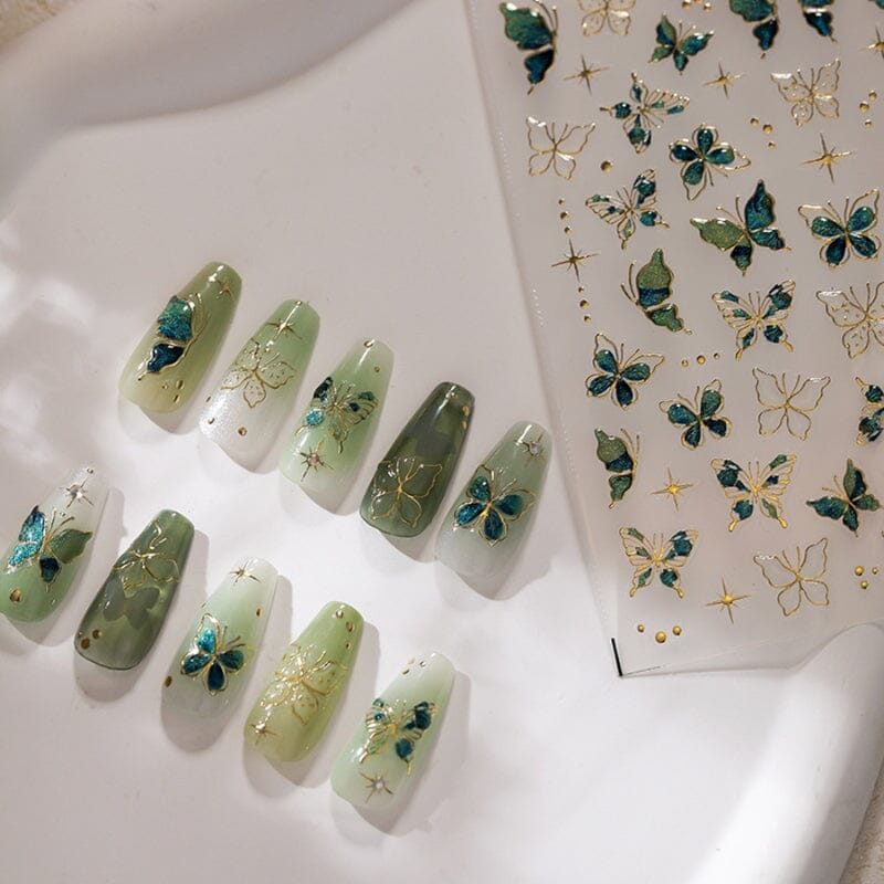 Green Blue Butterfly 5D Nail Sticker M-547 - Image 5