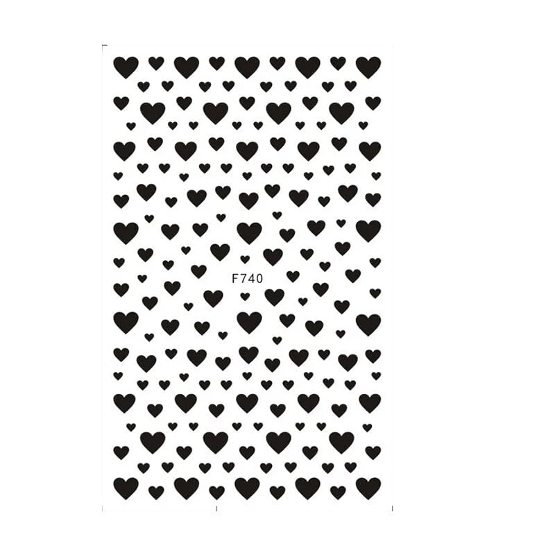Heart 3D Nail Sticker F740 Black
