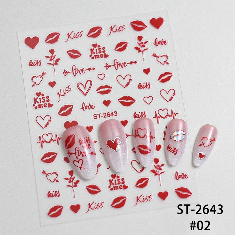 Heart 3D Nail Sticker ST-2643 Red - Image 2