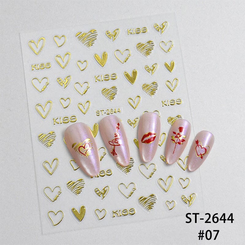 Heart 3D Nail Sticker ST-2644 Gold - Image 2