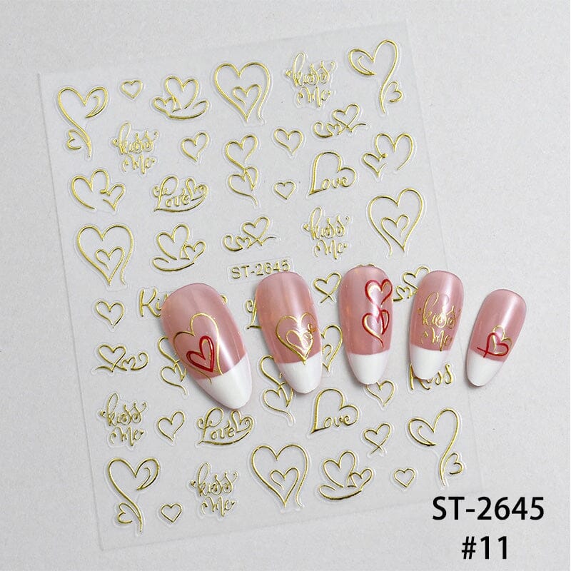 Heart 3D Nail Sticker ST-2645 Gold - Image 2