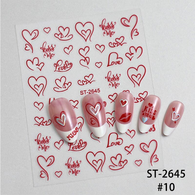 Heart 3D Nail Sticker ST-2645 Red - Image 2