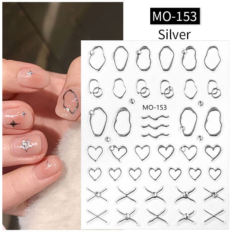 Metal Rhinestones 3D Nail Sticker MO153-Silver